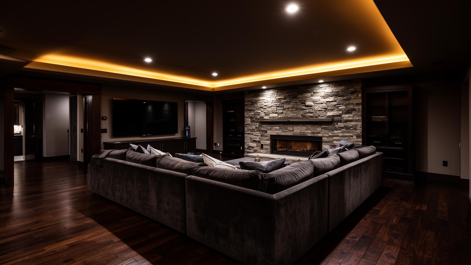 Finished luxury basement after remodel